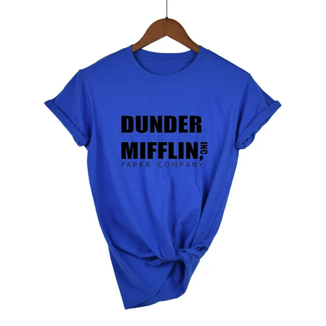 Blue-B Офисная Футболка женская dander Mifflin inc. бумажная компания Wernham Hogg ТВ шоу Майкл Скотт Космос женская футболка - Цвет: Blue-B