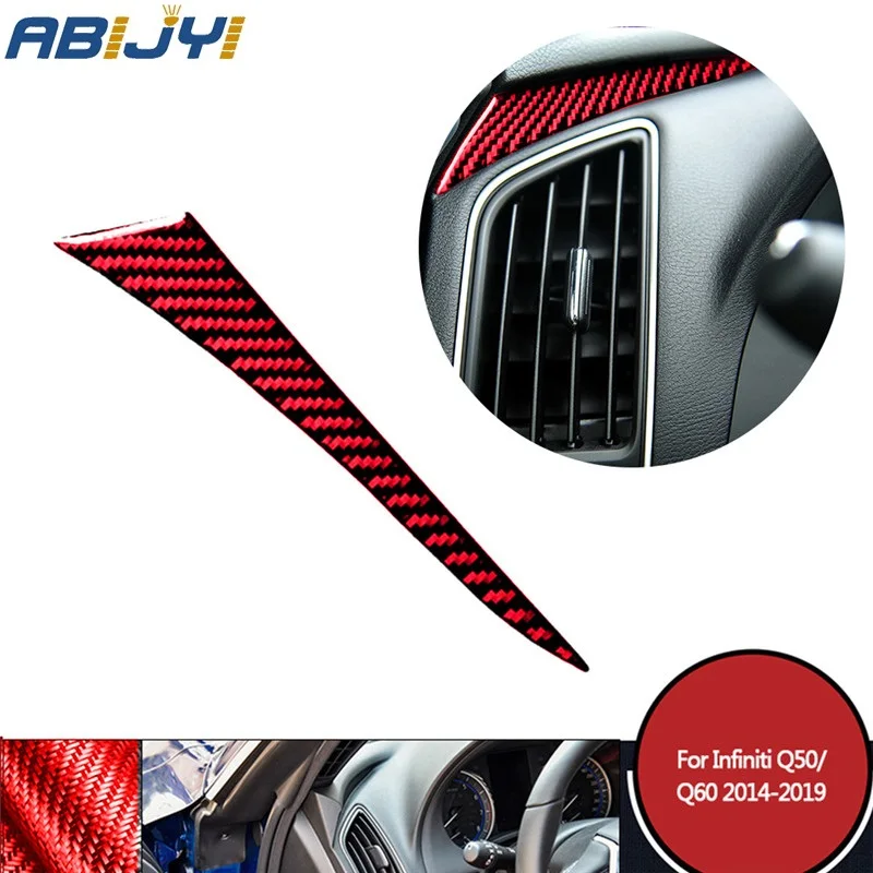 

Red Carbon Fiber Interior Left Dashboard Sticker Cover For Infiniti Q50 Q60 2014-2019