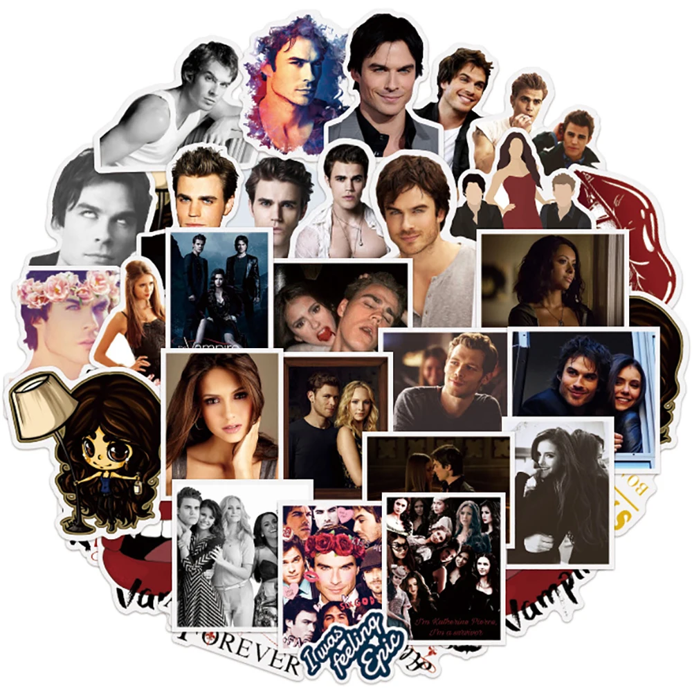 

10/30/50PCS The Vampire Diaries TV Show Stickers Skateboard Guitar Laptop Motorcycle Travel Luggage Graffiti Decal Kid Sticker