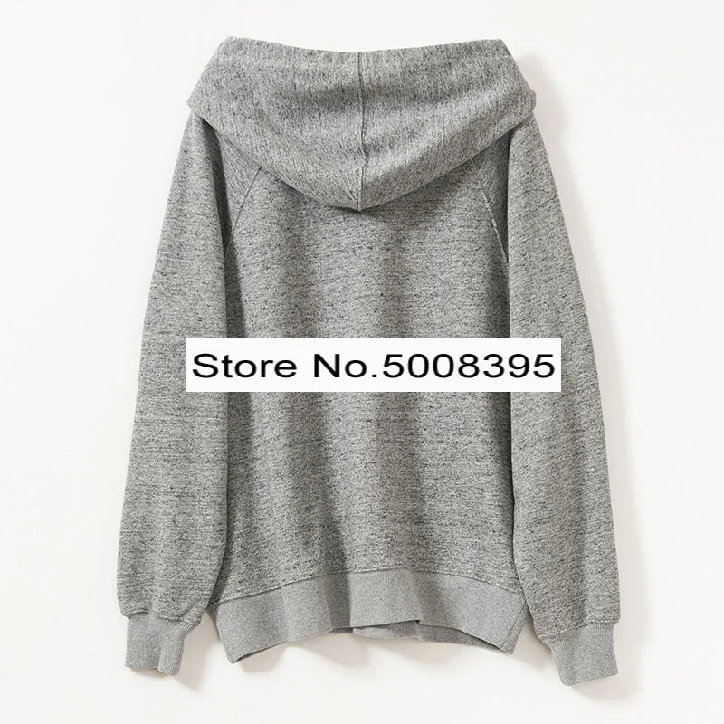 Серые хлопковые толстовки с капюшоном принтом повседневные пуловеры длинным
