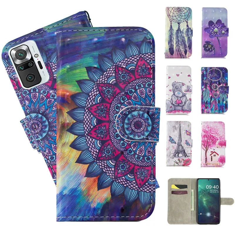 

Case For Redmi Note 10 10S 9 9S 9A 9 8 7A 7 6 6A Pro POCO M3 X3 NFC Book Flip Phone Cover Card Slot 3D Painted Wallet Leather