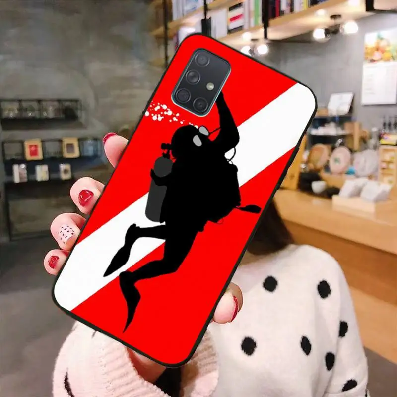 Diver Down Scuba Flag Soft Silicone Black Phone Case For Samsung A10 A20 A30 A40 A50 A70 A80 A71 A91 A51 A6 A8 2018 | Мобильные