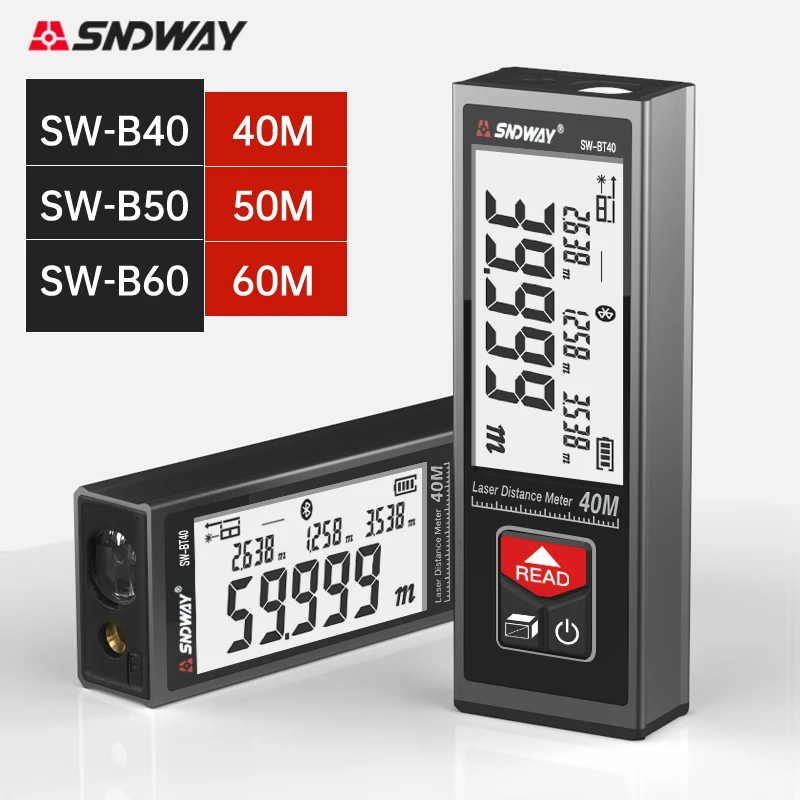 

Дальномер лазерный SNDWAY, 40/50/60 м, с ЖК-дисплеем