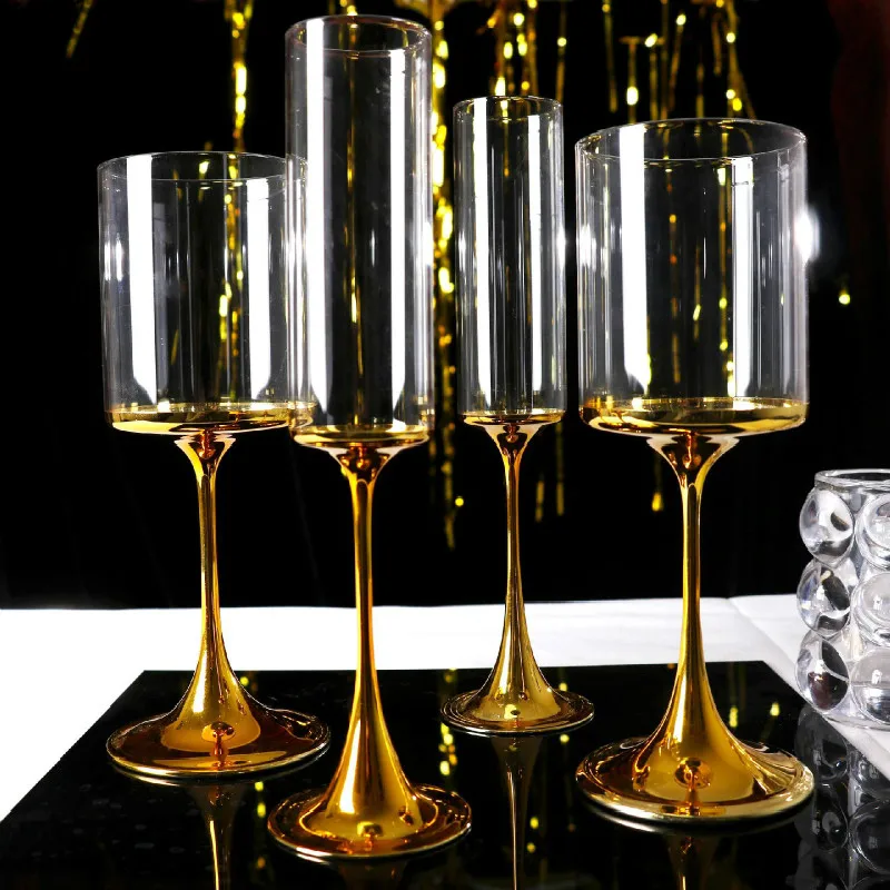 

180-400ml advanced lead free crystal glass gold plated red wine glass champagne Party Gift liqueur beverage