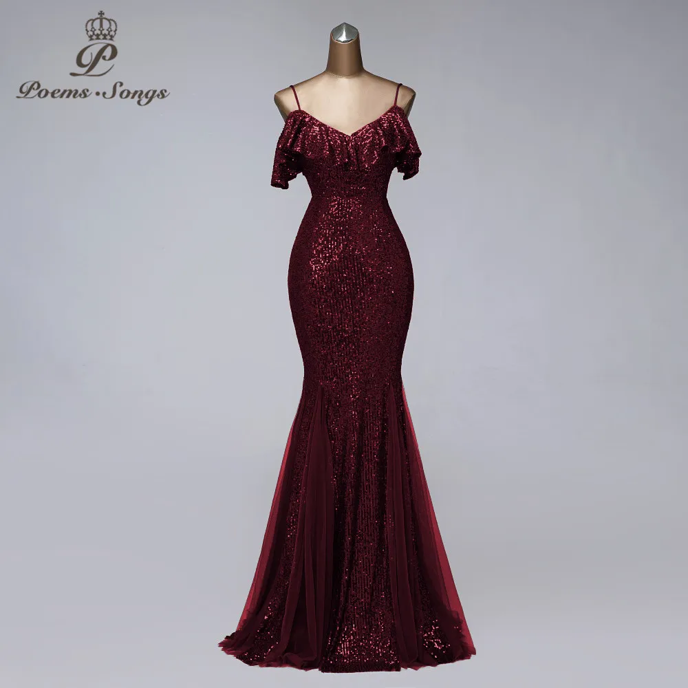 Формальные Вечерние платья с длинным вечерние русалки женские на бретелях для