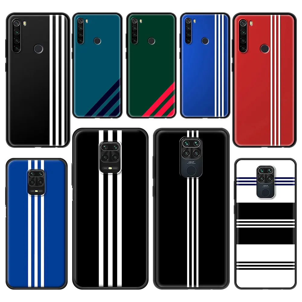 

Sports Brand Stripes Silicone Phone Case For Redmi Note 9 9S 8 Pro 10 5G 9C 7 8 9A 8T K40 7A 8A 9T 6A Cover Fundas Coque