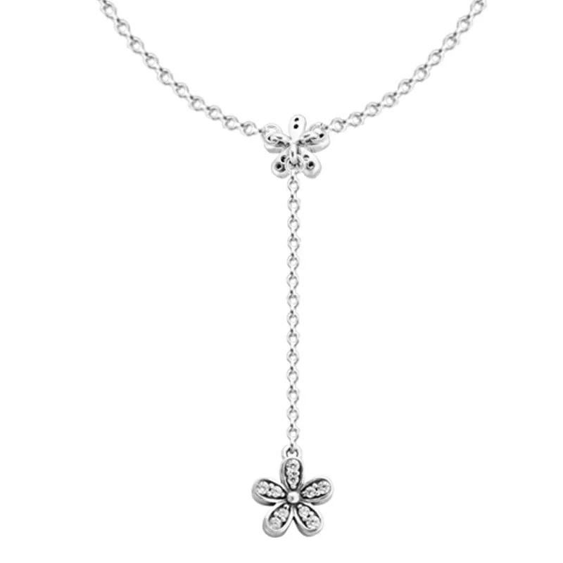 Цепочки с подвесками "Цветы-маргаритки" с кристаллами CZ для девочек из стерлингового серебра 925 и женщин.