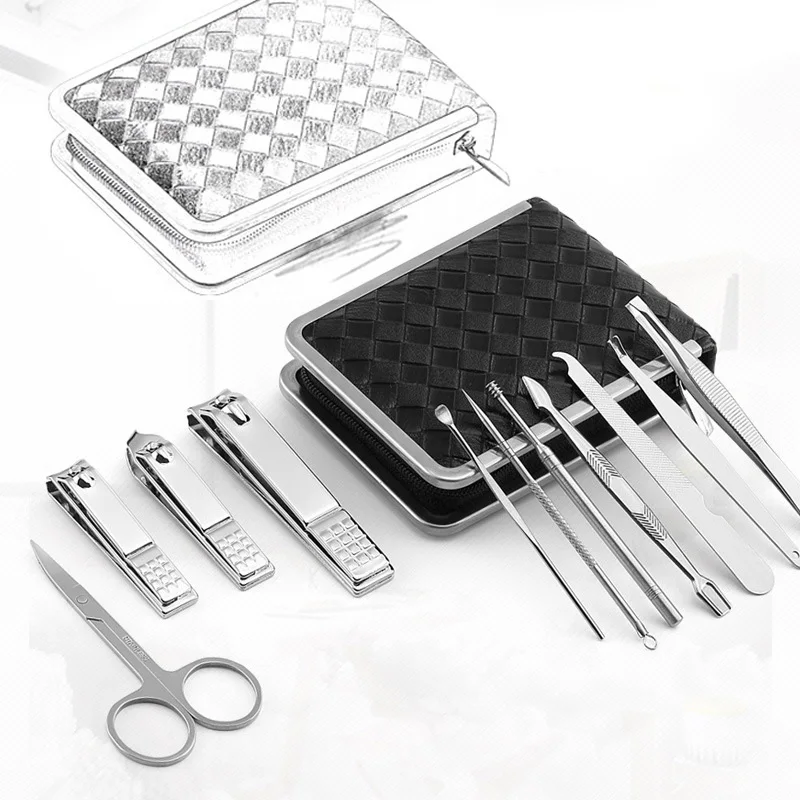 Портативный модный набор из 11 инструментов нержавеющей стали для маникюра и