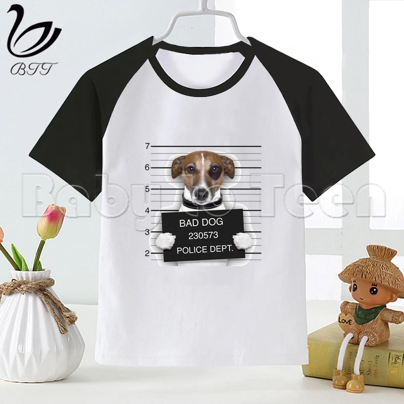 Футболка с забавным мультяшным принтом плохой собаки детские летние топы