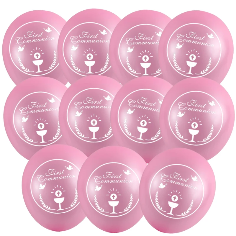200 Pieces Metal Pink and Blue First Communion & Spanish Mi Primera Comunión Balloon For Kids Party Decoration | Дом и сад