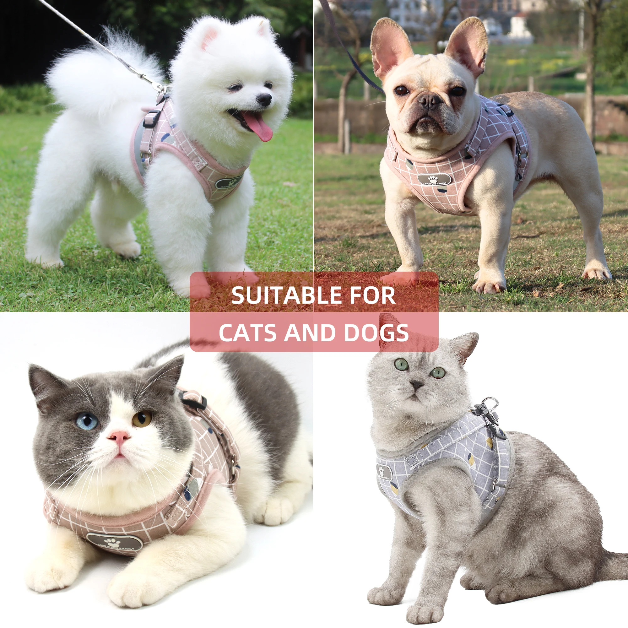 

Pet Leash Harness Vest-style Dog Chest Harness Small And Medium-sized Dog Collar Cat's Chest And Back Collar Rope