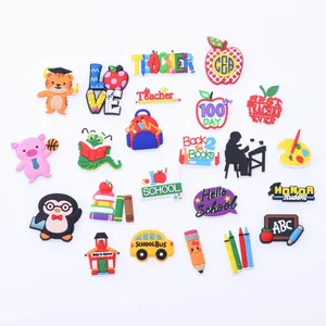 Imported 1pcs/lot Cute Cartoon Animals School Teacher Croc Charms Shoe Decorations Accessories For jibz Kids 