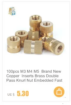 20 шт./лот) M3* 5* L(L = 4,5, 6,7, 8,10, 15) мм медные вставки Инжекторная гайка встроенные части Медная гайка с накаткой