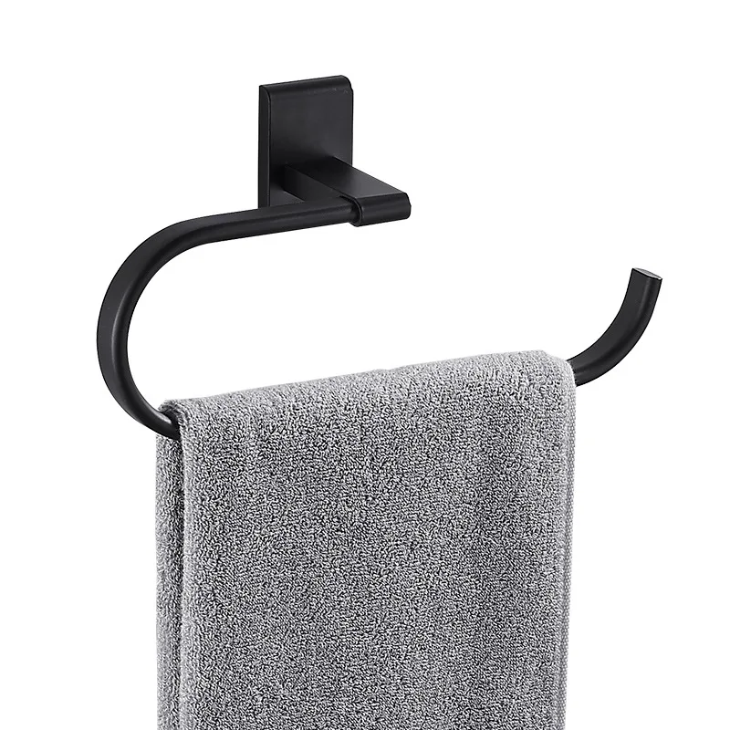 

Black Towel Rack Wall-mounted Washcloth Hanging Holder Organizer Bathroom Kitchen Supplies