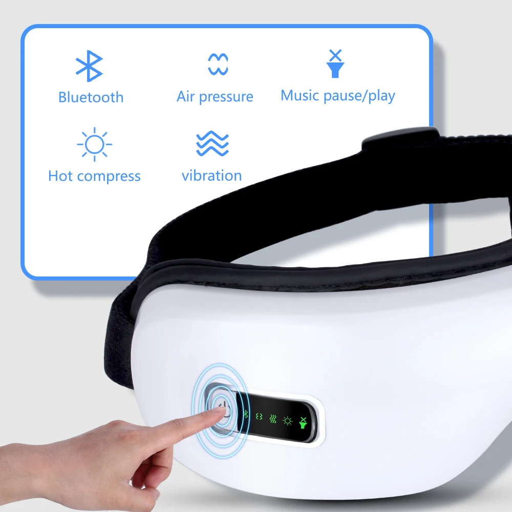 

Electric Wireless Eye Massager Heating Therapy Air Pressure Eye SPA Bluetooth Music Eyes Stress Relief Device USB Recharge Fold