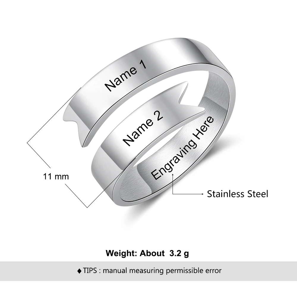 Кольца из нержавеющей стали с гравировкой для женщин персонализированные