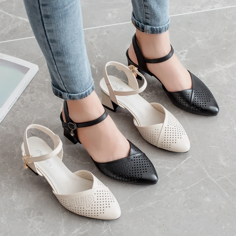 Кожаные открытые топ сайдеры Baotou женские сандалии Новинка лета 2020 кожаные туфли