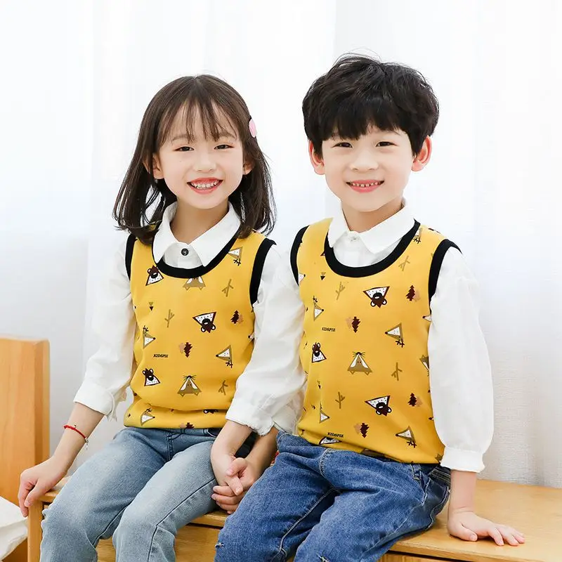 Теплый детский жилет толстый зимний меховой с надписями для мальчиков и девочек