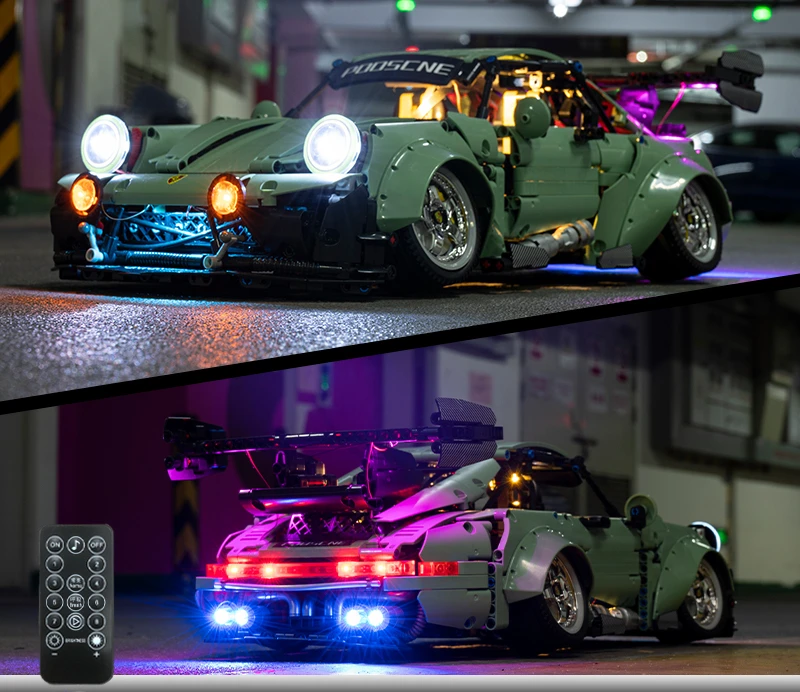 В наличии 964 RWB Targa гоночный светодиодный светильник набор с электрическим пультом дистанционного управления модифицированные аксессуары строительные блоки кирпичи игрушки Porscher
