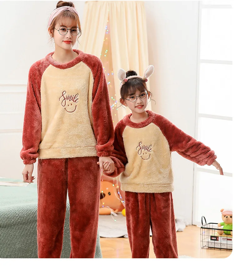 

Matching Family Christmas Pajamas Mommy And Me Daughter Mother Son Flannel Thicken Home Suit Set Cartoon Pyjamas Nightwear