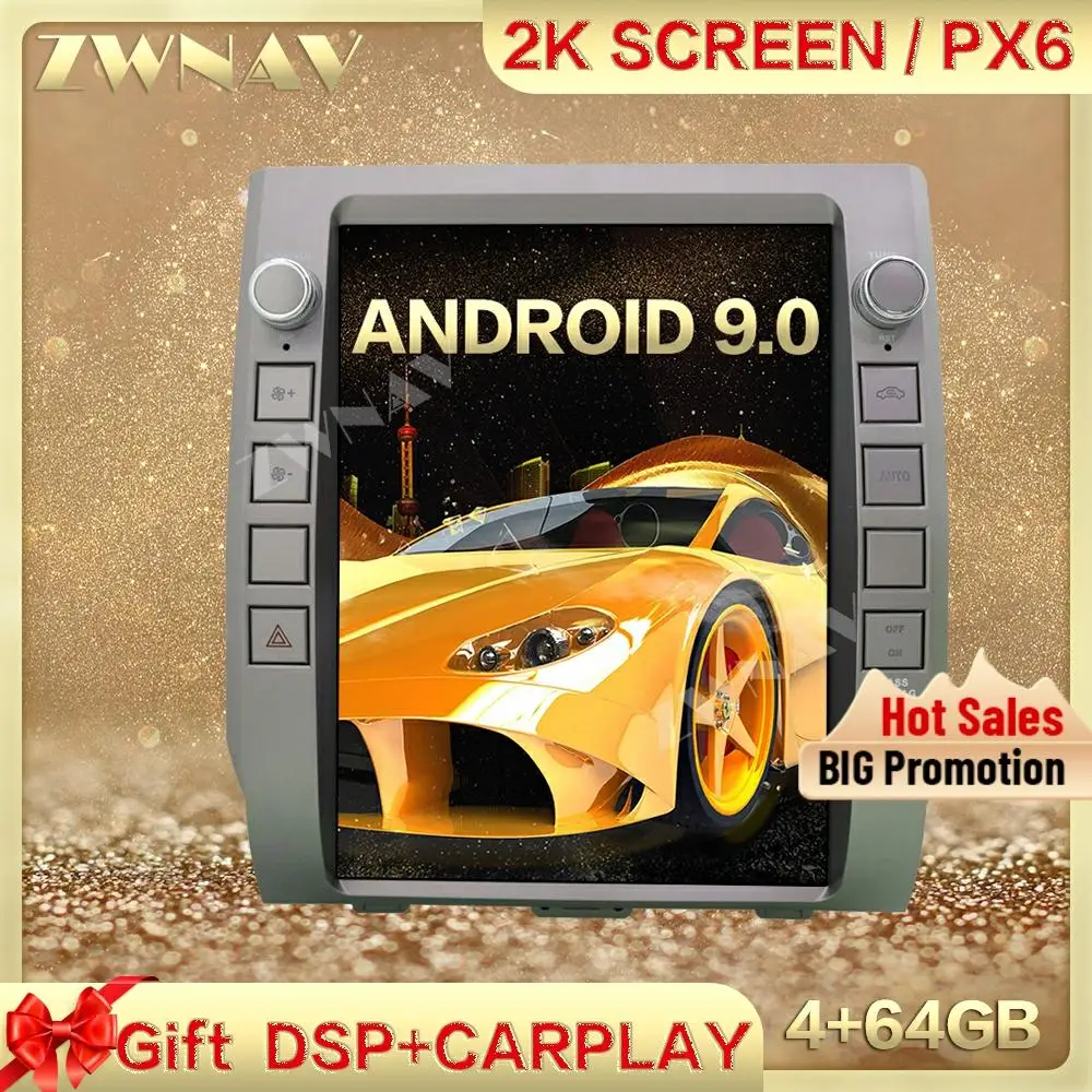 

PX6 DSP Carplay Tesla screen 4+64G Android 9.0 Car Multimedia Player For Toyota Tundra 2014-2018 GPS Radio Auto stereo head unit