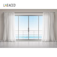 laeacco window balcony railing room gray curtain floor home decor interior photographic backdrop photo background photo studio