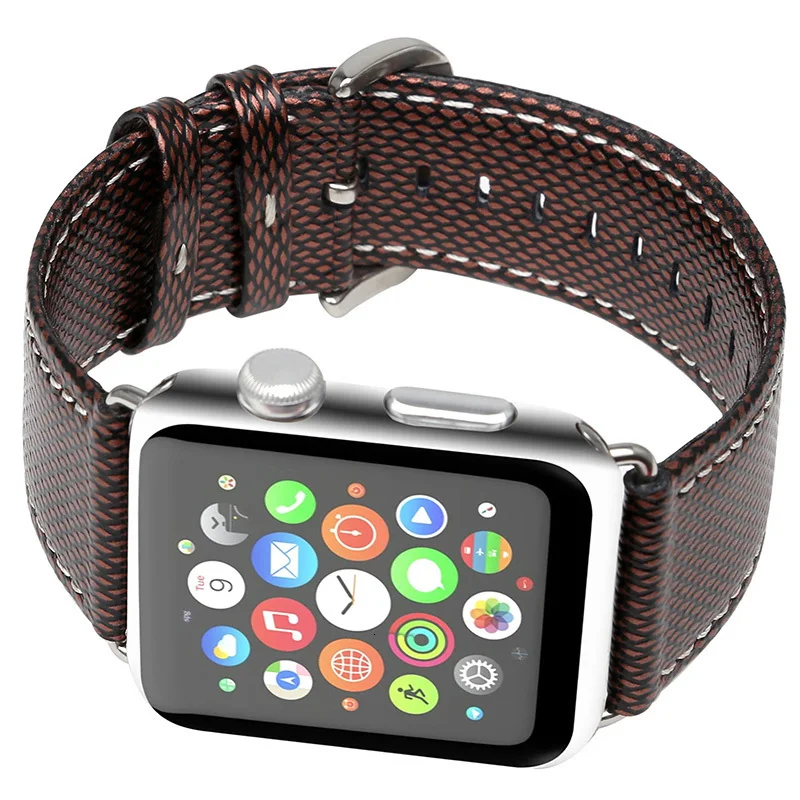 Ремешок из натуральной кожи для Apple Watch 42 мм 38 мм браслет с ретро текстурой Crazy Horse для iWatch все версии коричневый