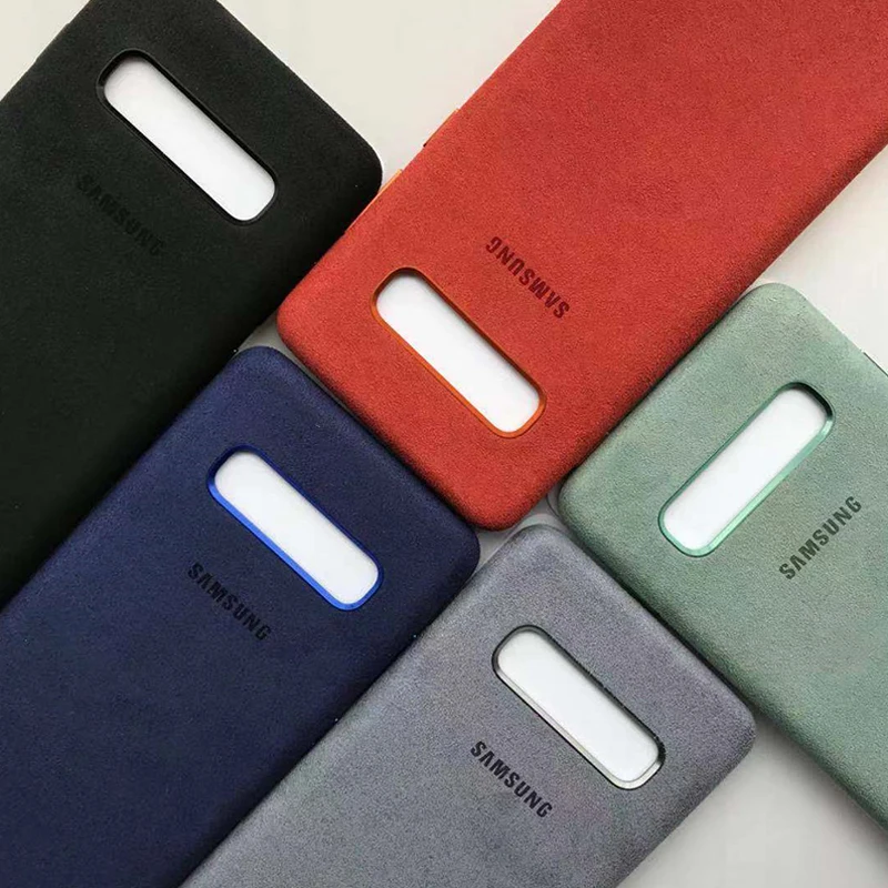 For Samsung S10 Plus case Anti-Fall Suede Leather Back Protective Cover Galaxy S10+ Phone Case With Logo |