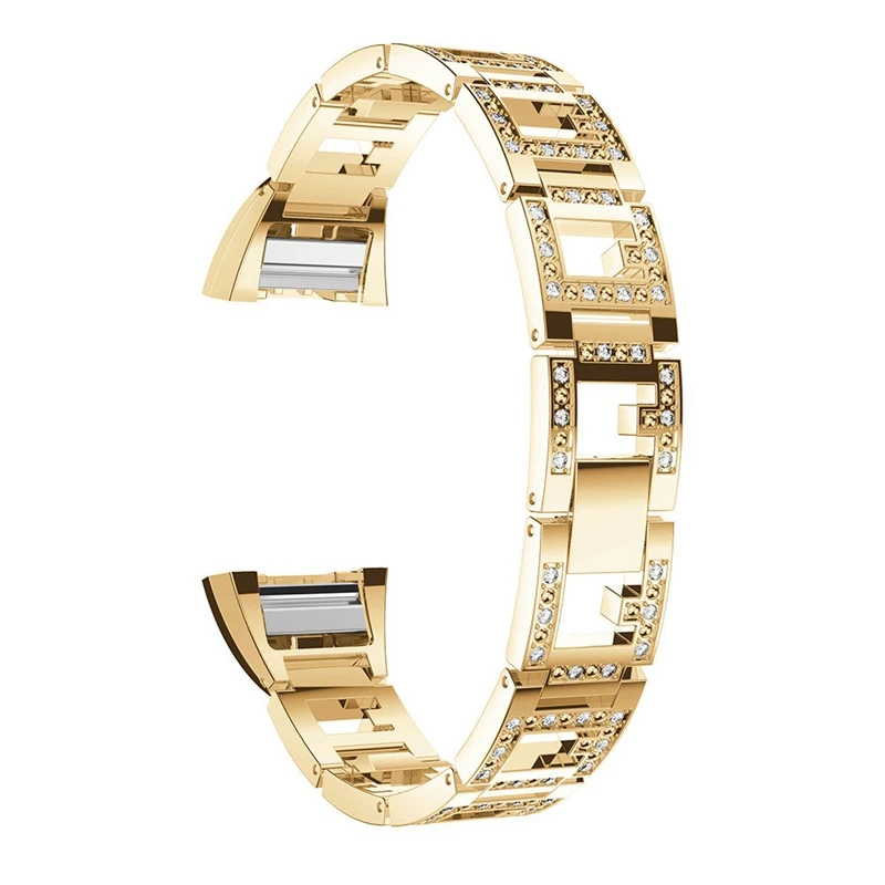 Выдолбленные металлические ремешки для Fitbit Charge 2 полосы Стразы браслет из