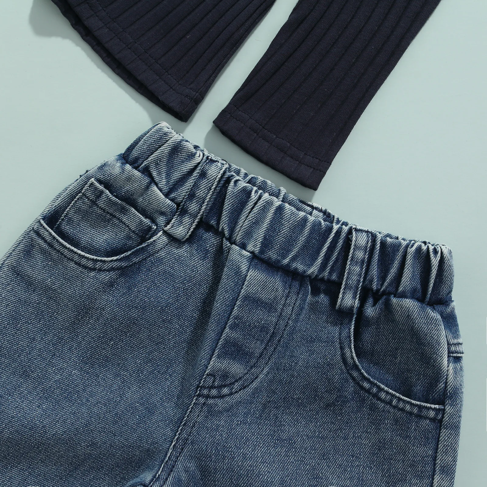 Женский комплект одежды из джинсовой ткани Свитера с длинным рукавом и