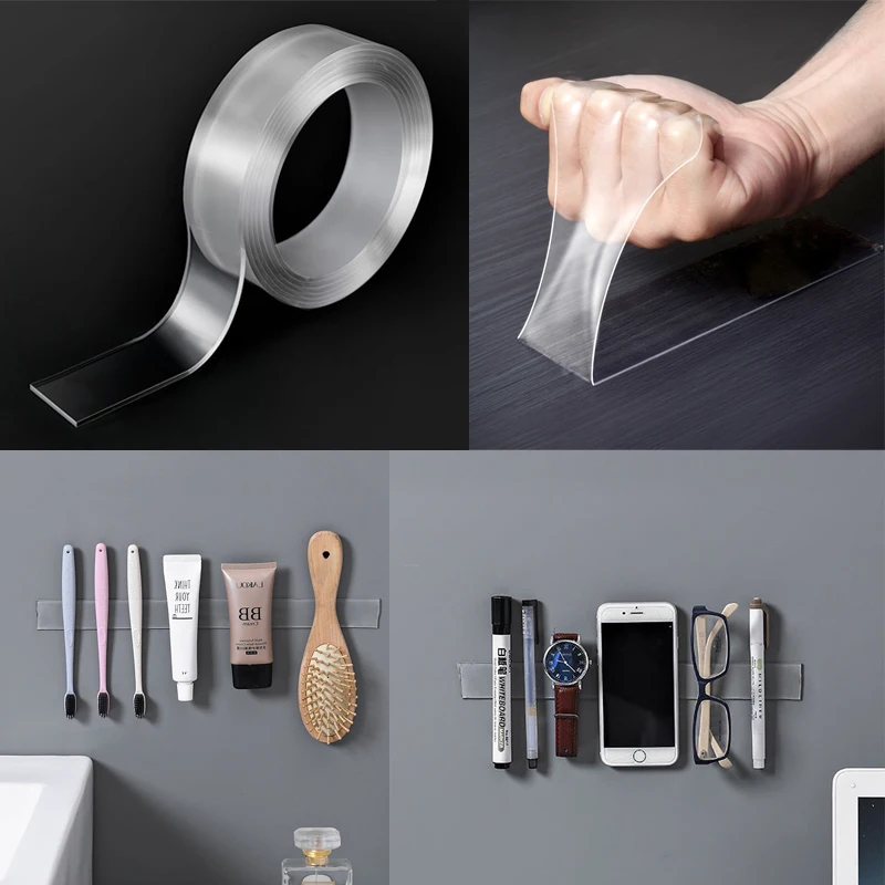 Нано двухсторонняя лента Съемная гелевая ручка прозрачная липкая многоразовая