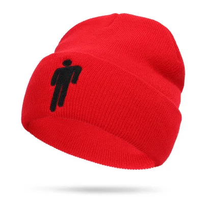 Зимние шапки для мужчин и женщин с вышивкой Billie Eilish Beanie Hat для женщин и мужчин, вязаные теплые однотонные хип-хоп повседневные с манжетами, широкий берет-Боб