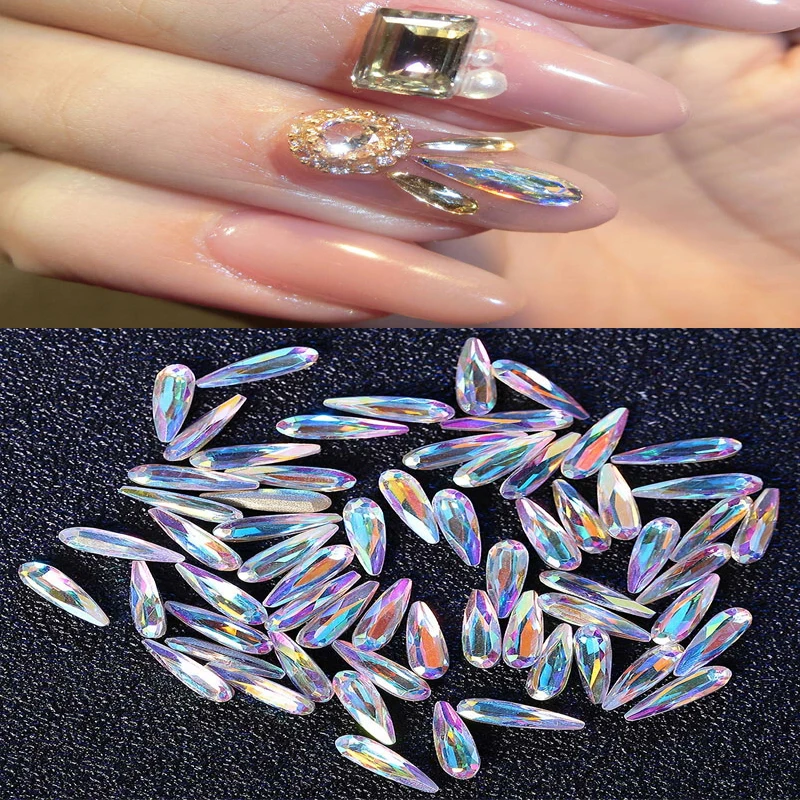 20 шт. 3*11 мм кристалл для ногтей AB Стразы 3D с плоской задней каплей стеклянные