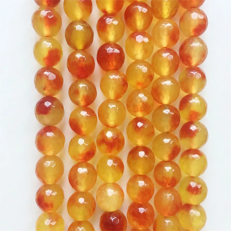 Граненый нефритовый драгоценный камень ограненный янтарный цвет Круглые бусины