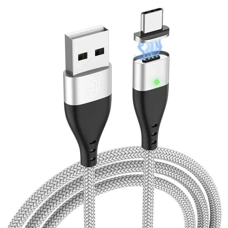 Silver GTWIN 3A Магнитный USB кабель для быстрой зарядки Micro магнит type C шнур для samsung S10 S9 S8 разъем s7 s6 Зарядное устройство USB шнур - Цвет: Silver