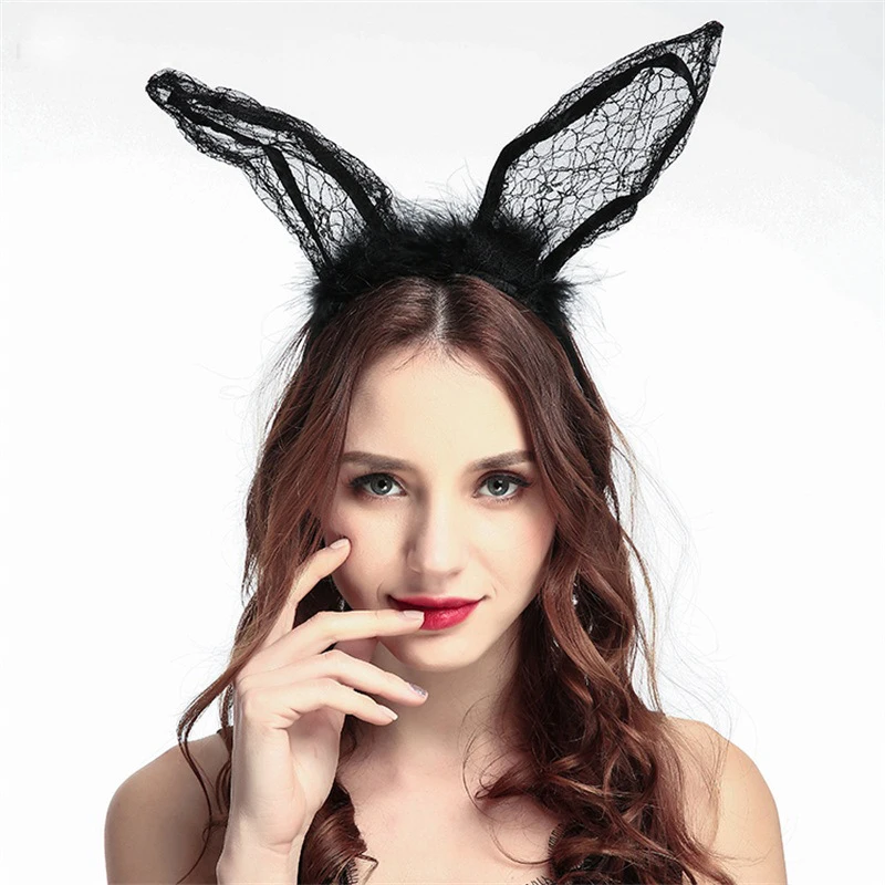 Женская повязка на голову с кроличьими ушками и перьями| |