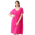 Новинка одежда летняя свободная ночная рубашка женская хлопковая одежда для сна длинная ночная рубашка Повседневная Ночная Рубашка домашняя одежда с коротким рукавом