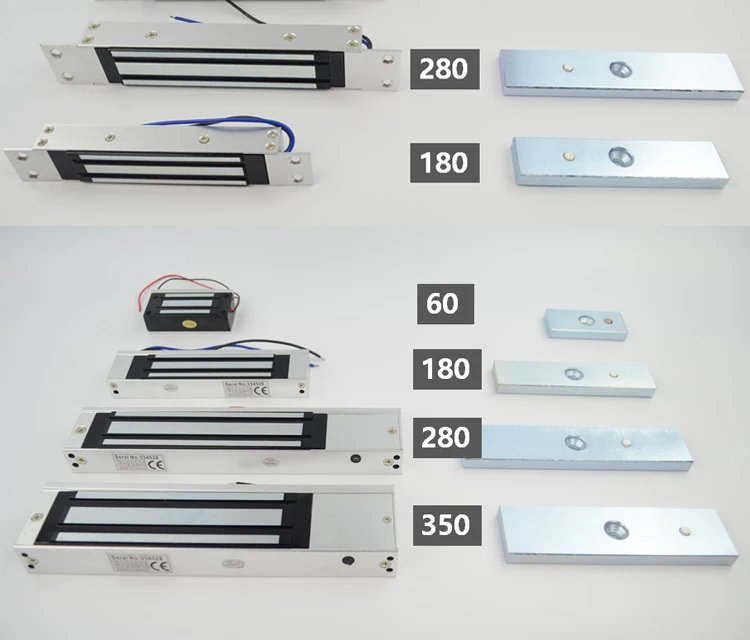 Магнитный замок 280 кг с держателем ручной для поверхностного монтажа 12 В 24