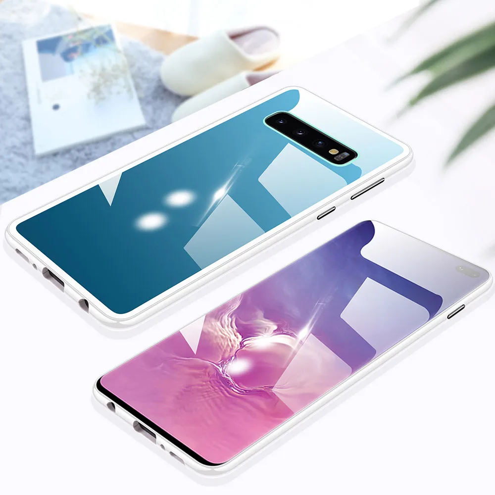 Магнитный адсорбционный чехол ярких цветов для samsung S8 S9 S10 Plus, чехол из закаленного стекла для samsung Galaxy Note 8 9, Магнитный чехол