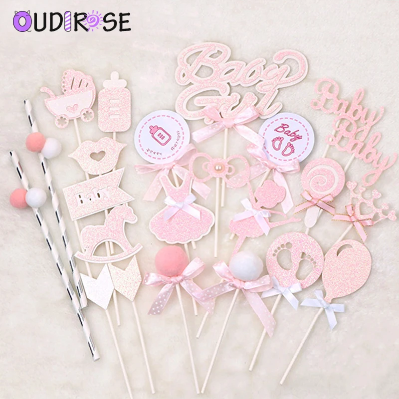 OUDIROSE 5 шт. розовое украшение для именинного торта девочек бантик отпечаток пальца