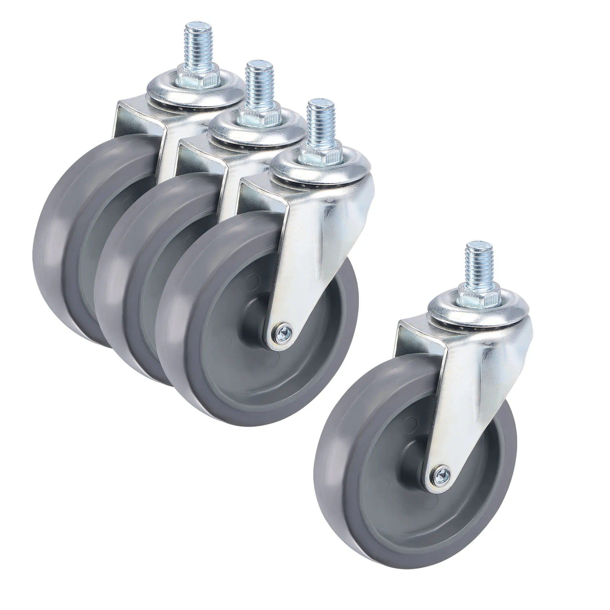 

Uxcell Swivel Stem Caster 3" Diameter 66Lbs Load Capacity, for Workbench Trolley, TPE, Gray, Pack of 4