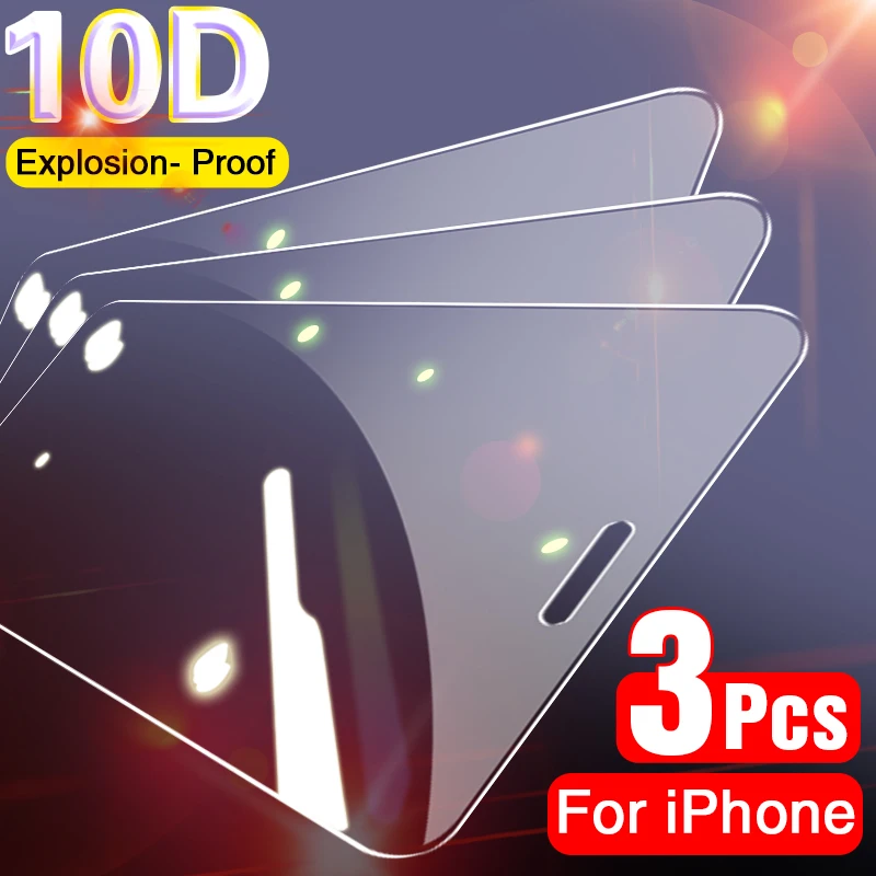 3 шт полное покрытие защитное стекло для iPhone 11 12 Pro Max X XS XR Защита экрана 7 8 6 6s Plus SE