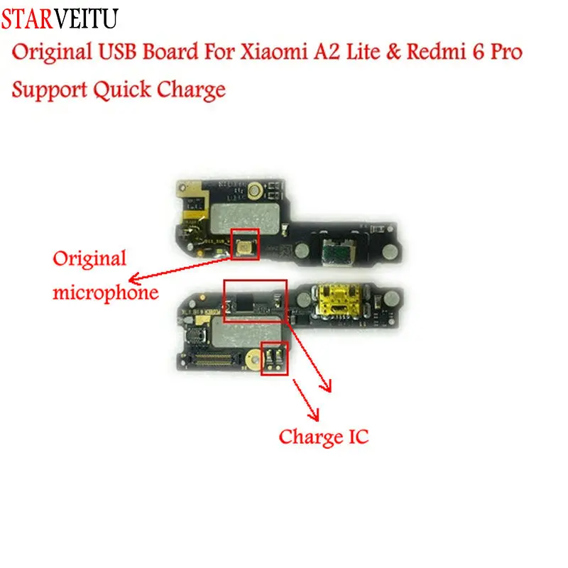 Плата STARVEITU для Xiaomi Mi A2 Lite USB гибкий кабель док-разъем микрофон IC поддержка быстрой