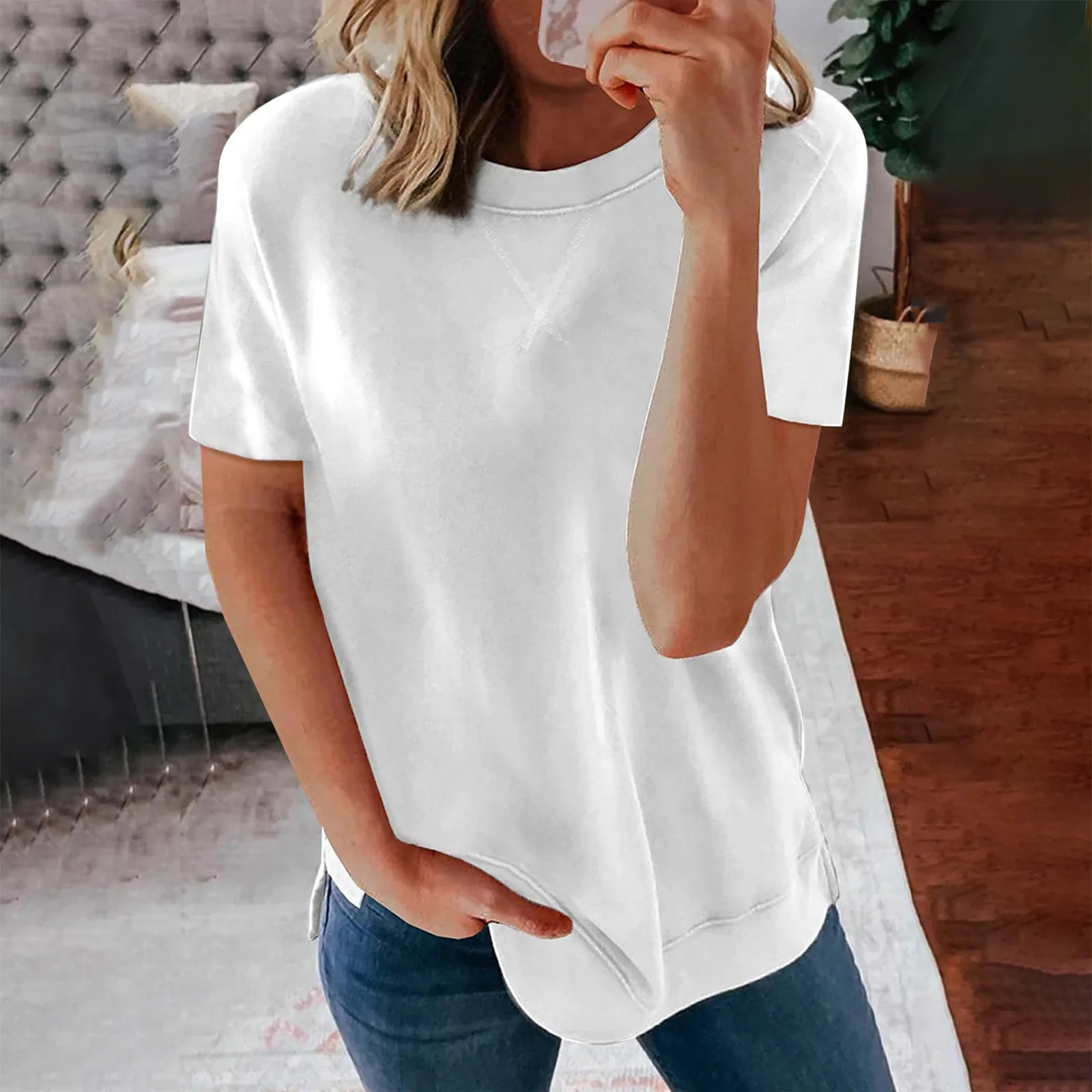 

Летние женские черный, белый цвет женские футболки однотонные хлопковые топы и футболки с короткими рукавами летнее платье размера плюс, фу...