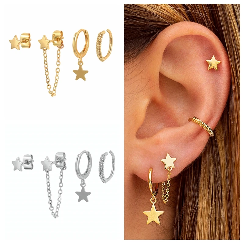 Комплект украшений для ушей ROXI серьги-кольца в виде полумесяца и звезд женщин