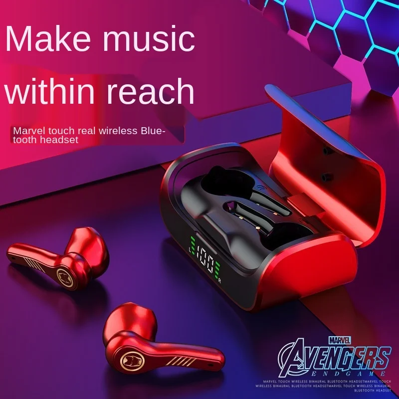 

Оригинальная Беспроводная Bluetooth-гарнитура Disney, бинауральная Спортивная гарнитура TWS, наушники-вкладыши «Железный человек» для команды США, ...