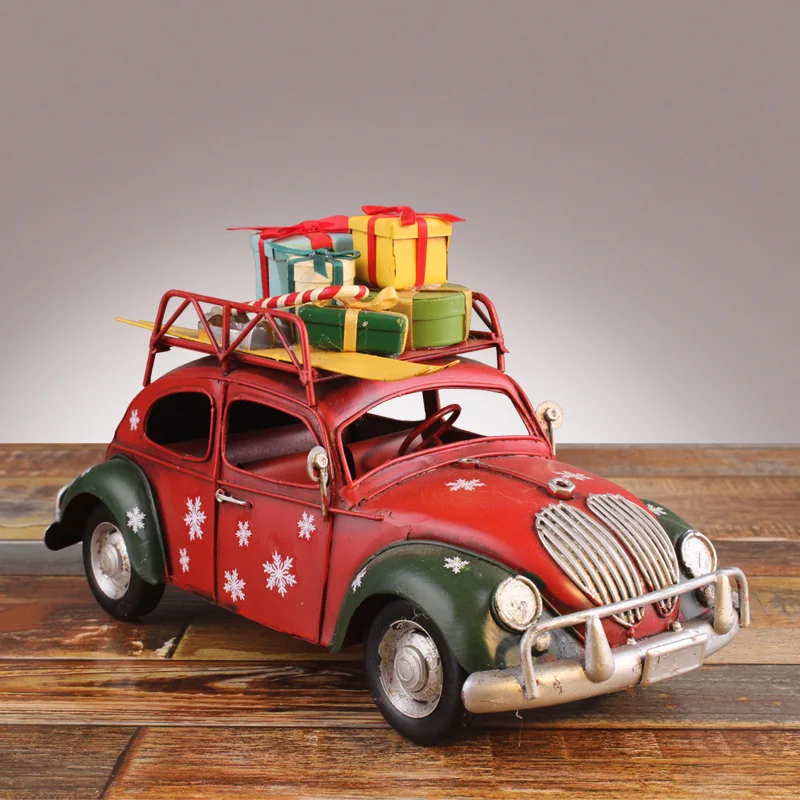 

Vintage Metal Classic Rustic Pickup Truck Christmas Tree Home Office Decor Red