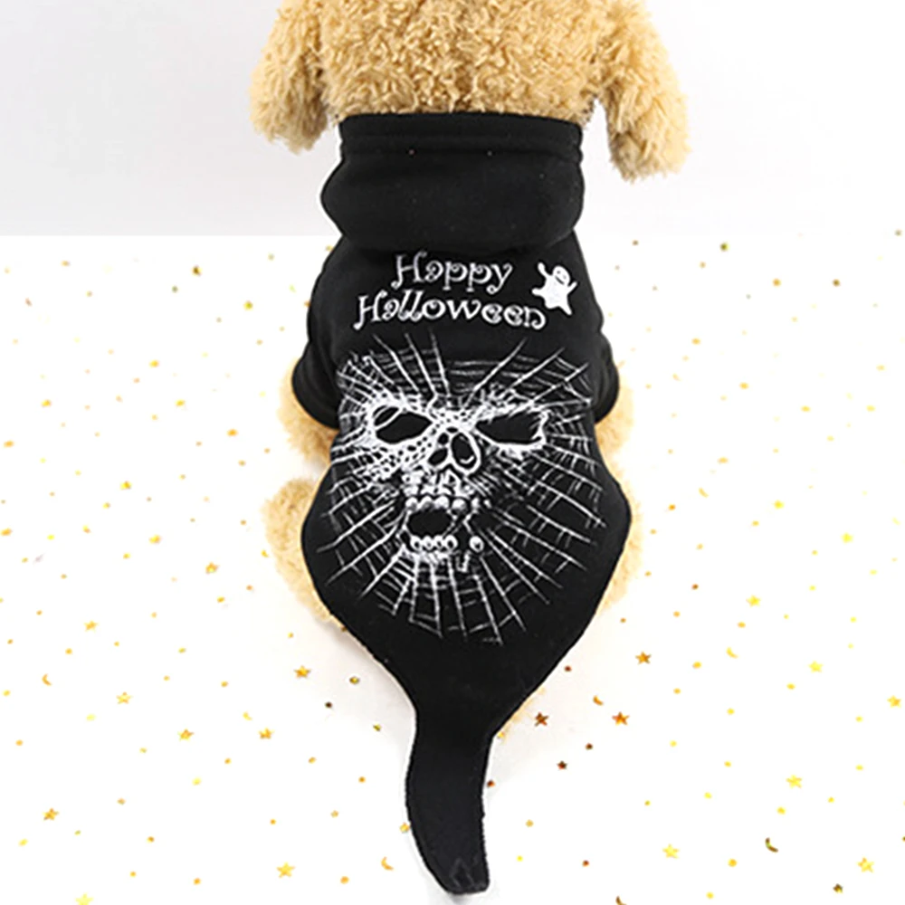 Одежда для домашних животных Хэллоуин Забавный Череп Костюм кошки собаки черный