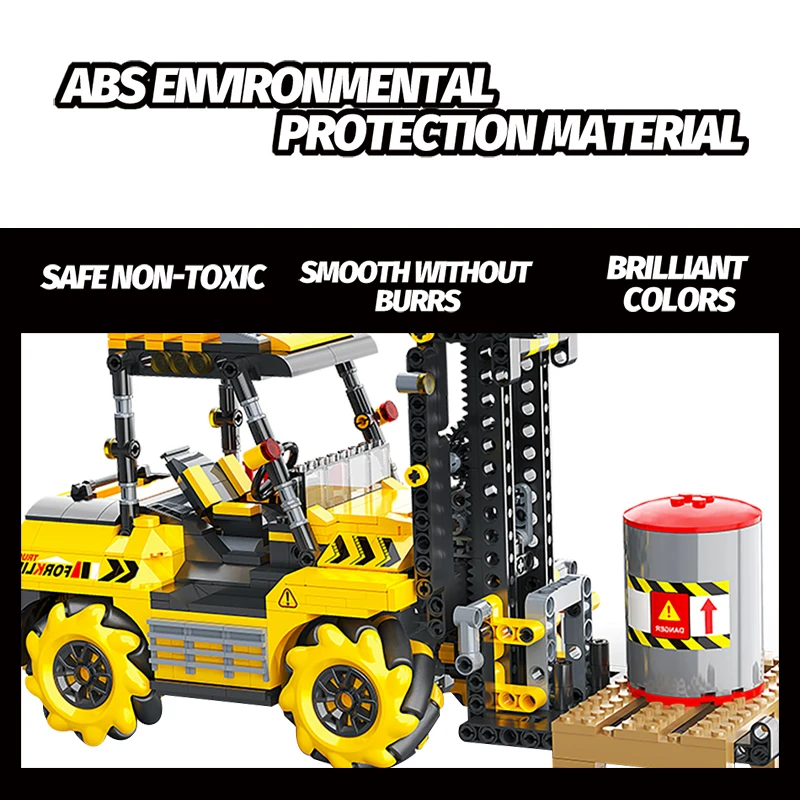 

736PCS remote control excavator building blocks high tech rc forklift bricks moc app controlled toys engineer car