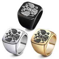 stainless steel mens ring new punk titanium steel mens ring double headed eagle logo ring jewelry gift wholesale